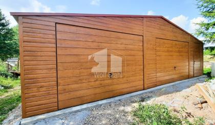 Blechgarage 9x6m Metallgarage Fertiggarage Doppelgarage Holzoptik Garage mit Sat