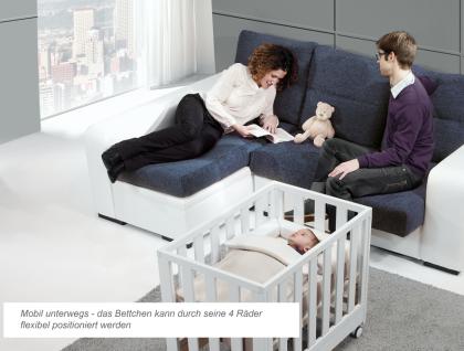 Modernes Beistellbett Babybett umbaubar zur Krabbelbox (TRAMA)