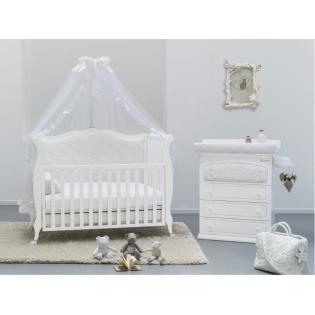 Shabby chic Baby- und Kinderbett umbaubar zum schicken Stilsofa (Azzurra Design)