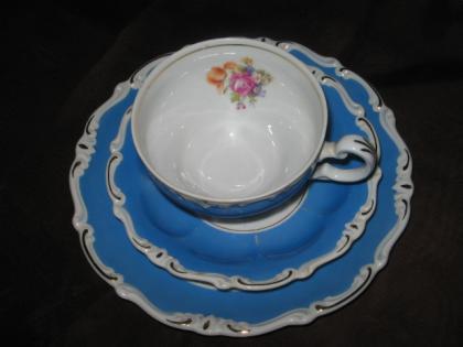  DDR  Sammelgedeck, Kahla, A. F. 14, 3teilig, Golddekor