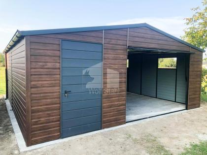Blechgarage 6x6m Metallgarage Fertiggarage Holzoptik Garage nach Maß GP119
