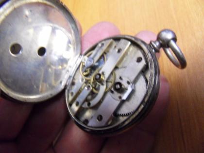 Weinlese-Uhr Fobuhr mechanische Silber Schlag Krabben Rolle 8 Rubinen