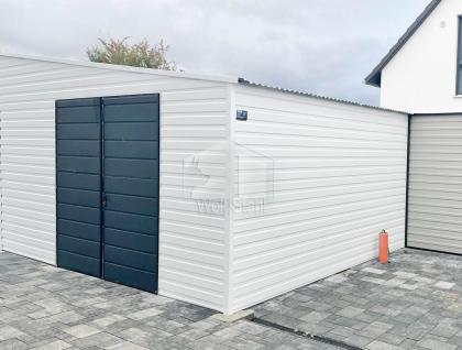  Blechgarage 8x4,5m Garage mit Satteldach Schuppen für Garten Werkzeugschuppen G