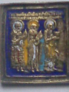 Triptych Ikone Reiseikone Bronze russisch original aus dem 20. Jahrhundert Tript