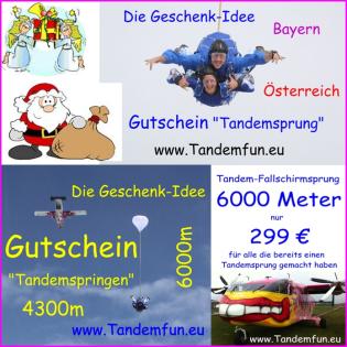Gutschein als Geschenk zu Weihnachten oder zum Geburtstag - Fallschirmspringen B