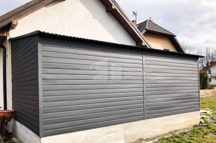 Blechgarage 3,5x6m Metallgarage Fertiggarage Gartenschuppen Holzoptik GP90