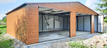 Blechgarage 9x6m Metallgarage Fertiggarage Doppelgarage Holzoptik Garage mit Sat