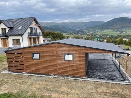 Blechgarage 6x6m Carport und Garage Doppelgarage Holzoptik Metallgarage Metallda