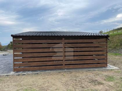 Blechgarage 6x6m Carport und Garage Doppelgarage Holzoptik Metallgarage Metallda