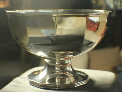 Eckige Obstschale mit Fuß, Silverplated