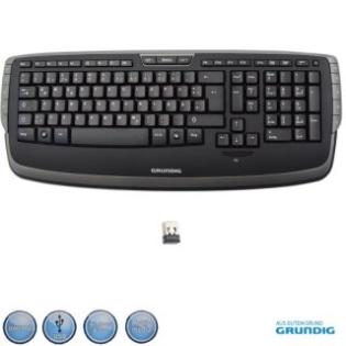 GRUNDIG Kabellose 2,4 GHz QWERTZ Tastatur + Maus Set