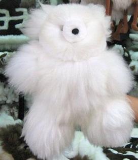 Beiger Teddybär aus echtem Alpakafell, 35 cm