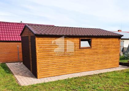  Blechgarage 4,5x6m Metallgarage Schwingtor Satteldach Holzoptik Metalldachziege