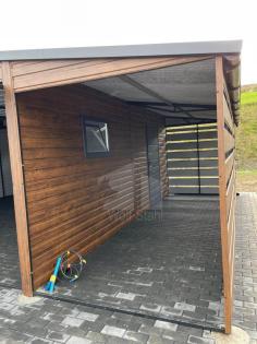 Blechgarage 6x6m Carport und Garage Doppelgarage Holzoptik Metallgarage Metallda