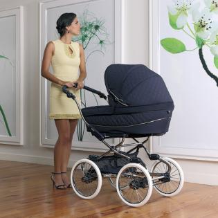 Edler Kinderwagen im Retro-Look mit weißen Speichenrädern NEU