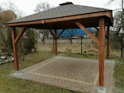 PERGOLEN GARTENHAUS GARTENLAUBE KLEBEDACH HOLZ BITUMENSCHINDELN 3, 5x4, 5m