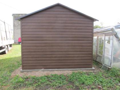 Blechgarage 3x5 in Holzoptik mit Satteldach, mit Schwingtor