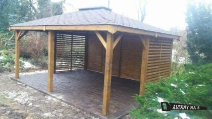3-ECK HOLZGARTENLAUBE BERLIN AUS KIEFER/ FICHTENHOLZ KLEBEDACH HOLZHAUS 5x4m