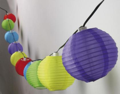 Solar Lichterkette Lampions, 10 Lampions mit 7, 5 cm Durchmesser