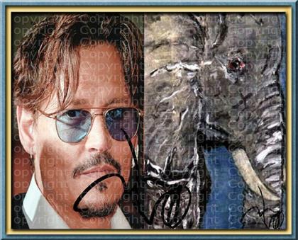 JOHNNY DEPP Kunstwerk signiert. NEU. Kunstdruck. Rarität. Andenken.