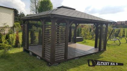 Gartenhaus 5m x 4m Gartenlaube Klebedach Holz Pavillon Holzarchitektur