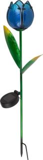 Solartulpe, blau, 60 cm, Glas, warm-weißes LED-Licht