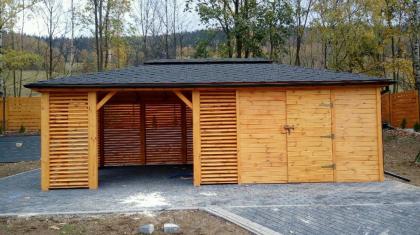 GARTENHAUS 2IN1 7x4m GARTENLAUBE KLEBEDACH HOLZ HANOVER BITUMENSCHINDELN Neuware