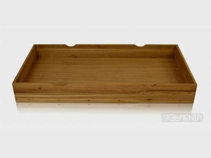 BETTSCHUBLADE EICHENHOLZ MASSIVHOLZ SPERRHOLZ RÄDER ZUM LEICHTEREN AUSZIEHEN