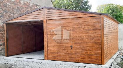  Blechgarage 6x7m Metallgarage Fertiggarage Stahlgarage Doppelgarage Holzoptik G