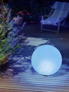 Solar-Kugel, Echtglas-Optik, 40 cm, weißes LED-Licht, 6-fach Lichtwechsel, fixie
