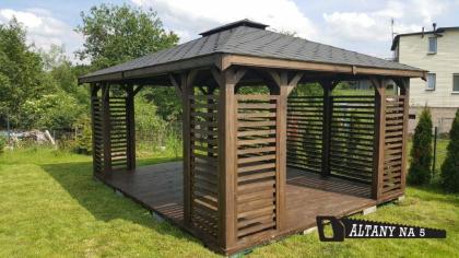 Gartenhaus 5m x 4m Gartenlaube Klebedach Holz Pavillon Holzarchitektur