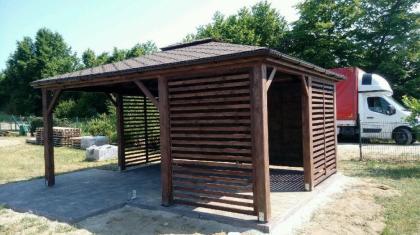 GARTENHAUS GARTENLAUBE KLEBEDACH HOLZ BERLIN BITUMENSCHINDELN 5x4