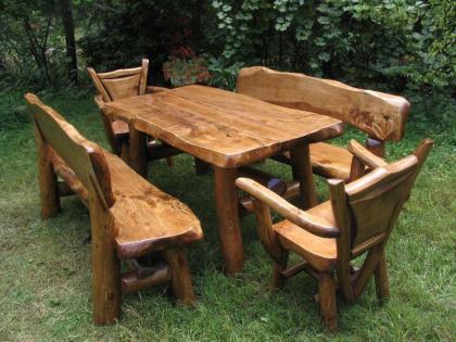 Rustikale einzigartige Tische, Stühle, Bänke, komplette Garnituren aus Massivhol