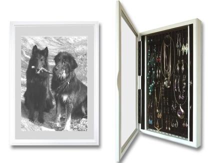 Schmuckschrank Bilderrahmen und/ oder Vitrine - All-in-One ! Weiss