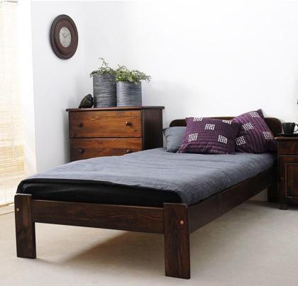 Kieferbett Massivholz Einzel Nuss Bettrahmen 90x200cm flexibles Lattenrost FSC e