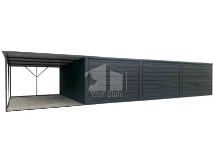  Blechgarage 9x6m Carport und Garage Doppelgarage Metallgarage Fertiggarage GP16