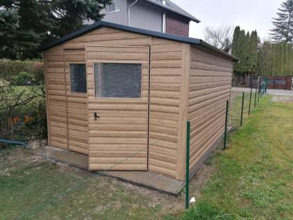 Blechgarage Garage Geräteschupppen 3x4 m verzinkt KFZ Lager Holzoptik