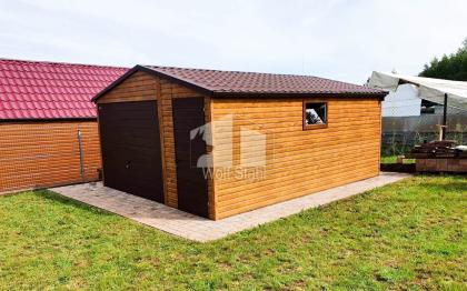  Blechgarage 4,5x6m Metallgarage Schwingtor Satteldach Holzoptik Metalldachziege