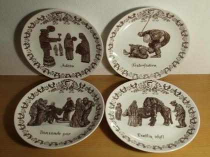 4 Sammelteller , MINNESTALLRIK NR 1, 4, 5, 6 , Gustavsberg Schweden