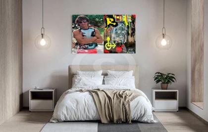 Rarität! SYLVESTER STALLONE Kunstwerk 80x60 cm auf Leinwand mit Keilrahmen! Souv