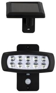 Strahler Solar, 10 weiße LEDs, Dauerlicht, Bewegungsmelder