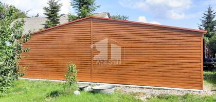 Blechgarage 9x6m Metallgarage Fertiggarage Doppelgarage Holzoptik Garage mit Sat