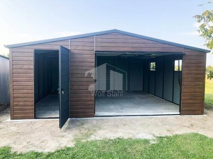 Blechgarage 6x6m Metallgarage Fertiggarage Holzoptik Garage nach Maß GP119