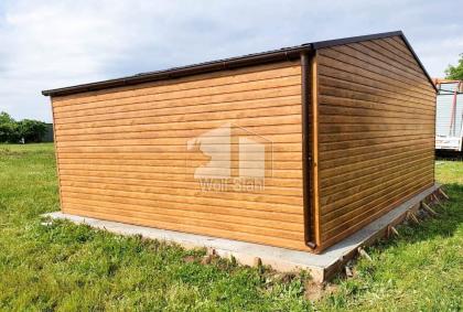 Blechgarage 6x5m Stahlgarage Doppelgarage Garage mit Schwingtor Holzoptik Garten
