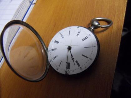 Weinlese-Uhr Fobuhr mechanische Silber Schlag Krabben Rolle 8 Rubinen