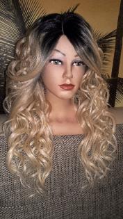Perücke Spitzenperücke Lace wig front silk top ombre blond braun oder schwarz ge