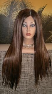 Malaysische Echthaar Mix Perücke Spitzenperücke Lace wig front glatt braun hellb