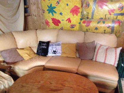 Natuzzi Designer Couch/ Sofa Garnitur in Vanille, Echtleder