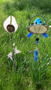 Stele/Gartenstele/Gartenstecker aus Glas und Holz im Drachenshop Mülheim_Essen_O