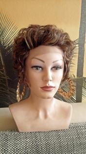 Echthaar Perücke Spitzenperücke Lace wig front kurz gesträhnt kurzhaarperücke br